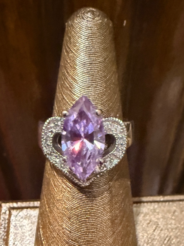 Vintage Amethyst And Diamond Ring Size 6
